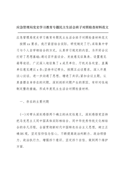 应急管理局党史学习教育专题民主生活会班子对照检查材料范文.docx