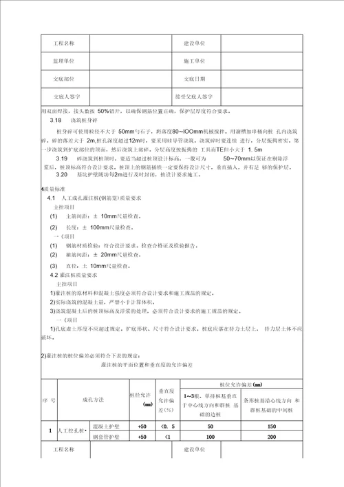 基坑护壁支护及人工挖孔桩工程技术交底