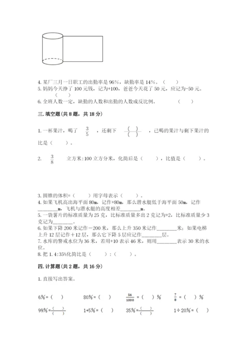 沧州市黄骅市六年级下册数学期末测试卷精品带答案.docx