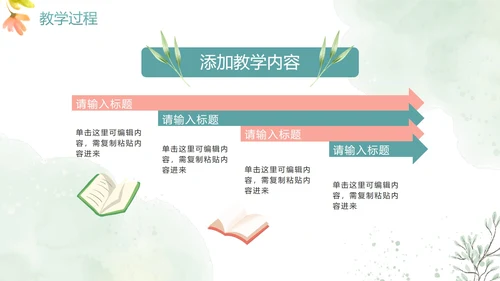 清新手绘水彩教师教学说课PPT模板