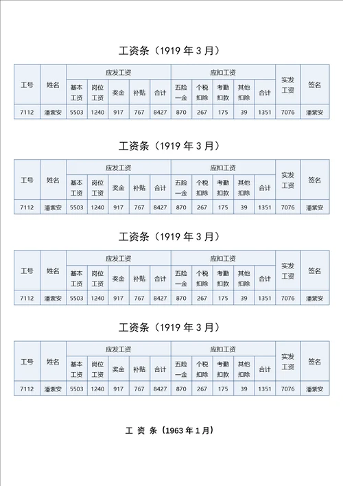 公司工资明细表样本精选