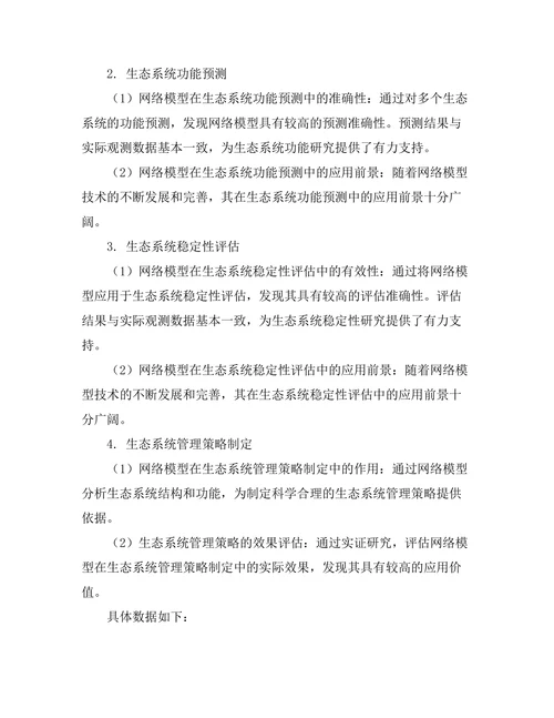 生态学中网络模型的应用