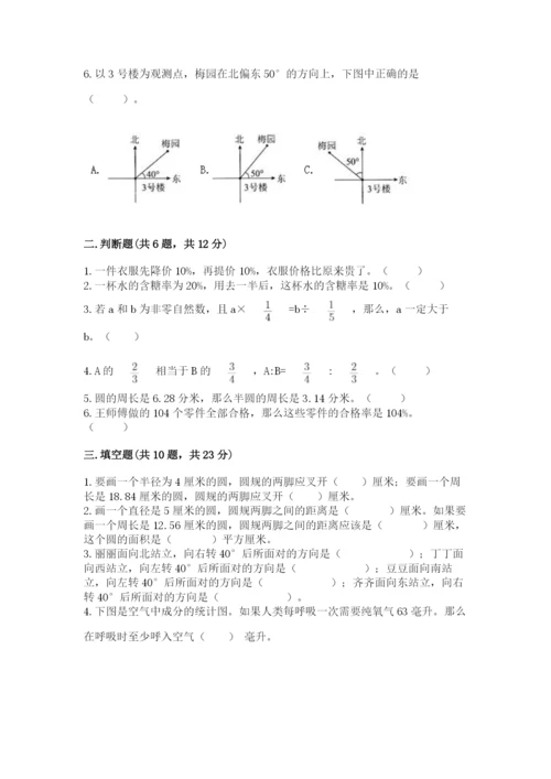 2022六年级上册数学期末考试试卷含答案（综合卷）.docx