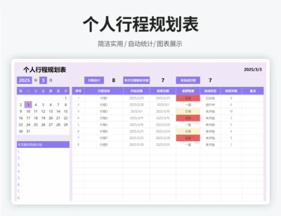个人行程规划表
