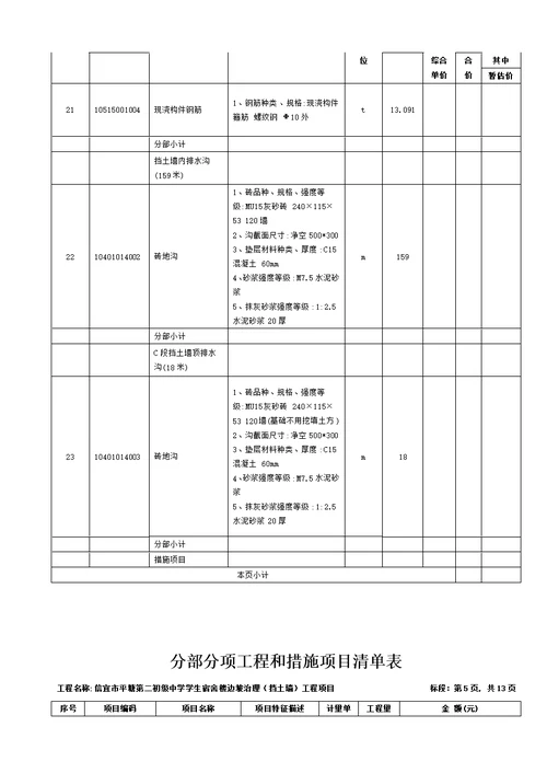 平塘第二初级中学学生宿舍楼边坡治理挡土墙工程项目招标文件