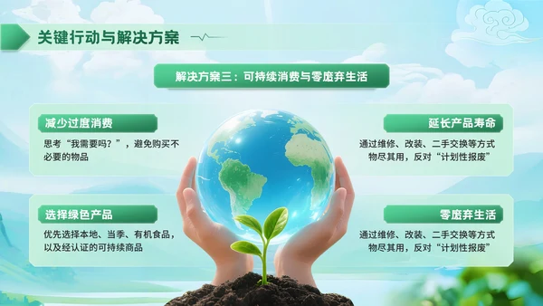 深绿色清新风世界清洁地球日环保宣传活动PPT模板