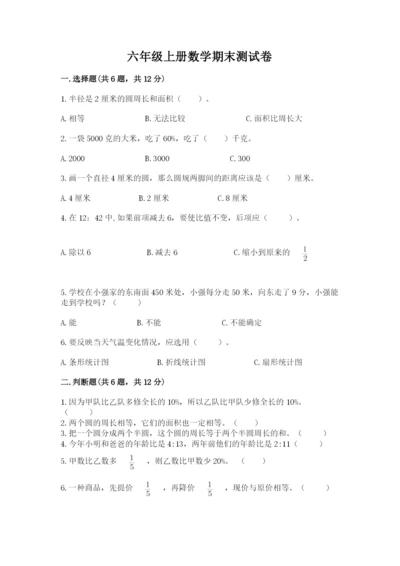 六年级上册数学期末测试卷附完整答案（考点梳理）.docx