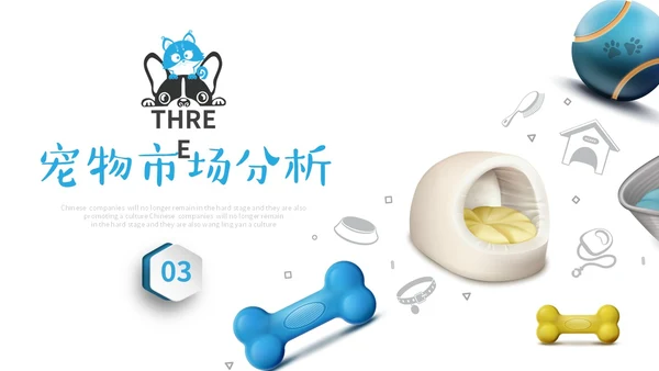蓝色简约3D立体宠物商业计划书PPT