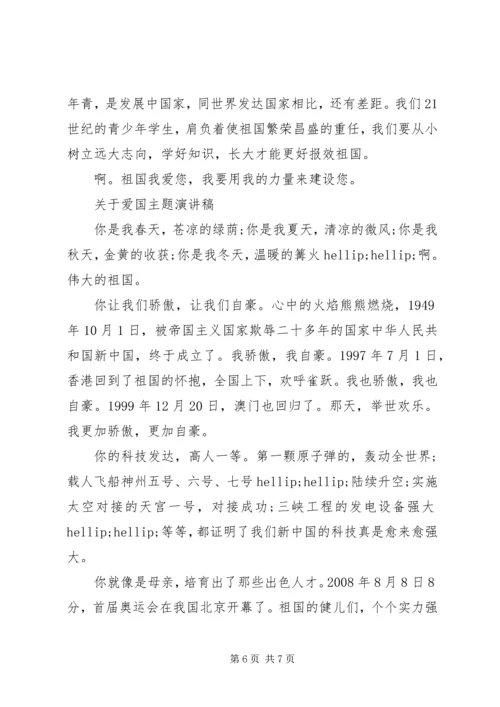 关于爱国主题演讲稿精选.docx