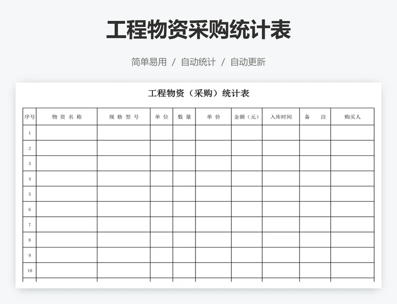 工程物资采购统计表