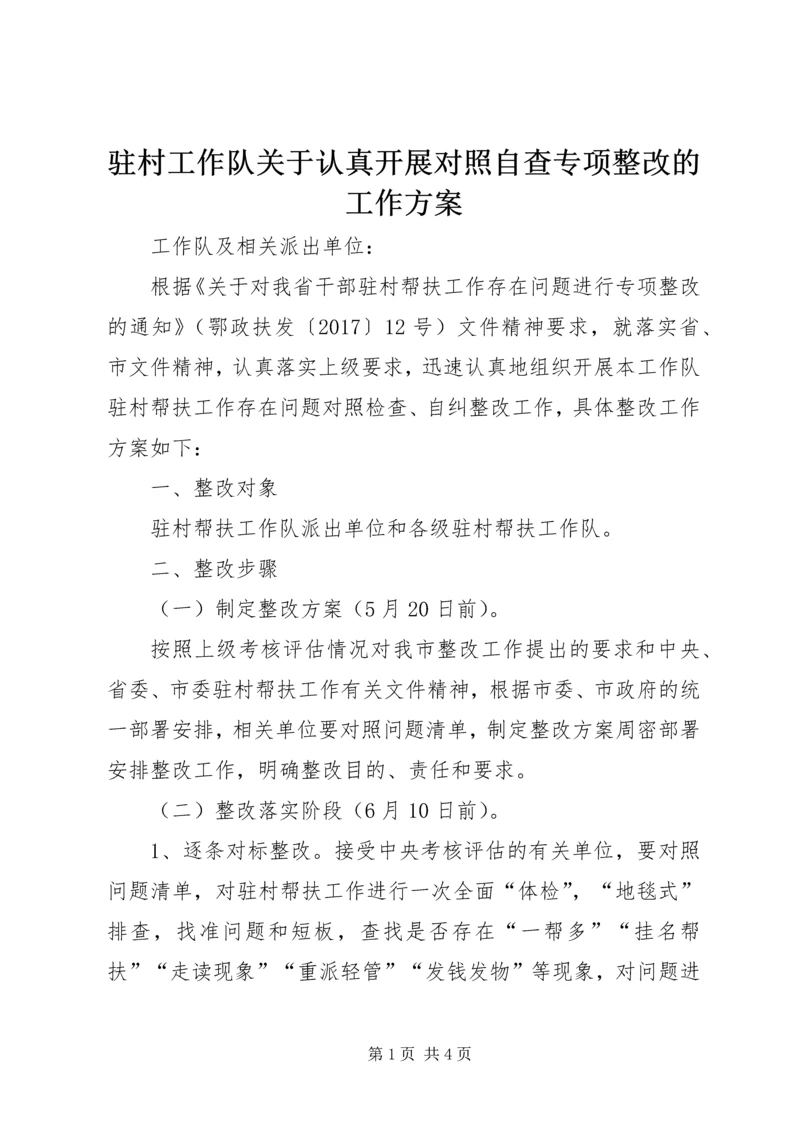 驻村工作队关于认真开展对照自查专项整改的工作方案.docx