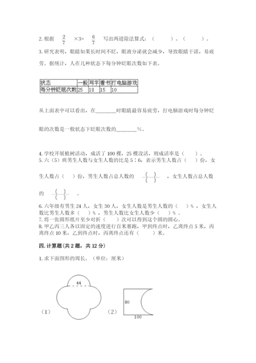 小学六年级上册数学期末测试卷含完整答案（典优）.docx