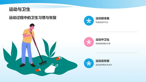 蓝色插画风培养卫生习惯PPT模板