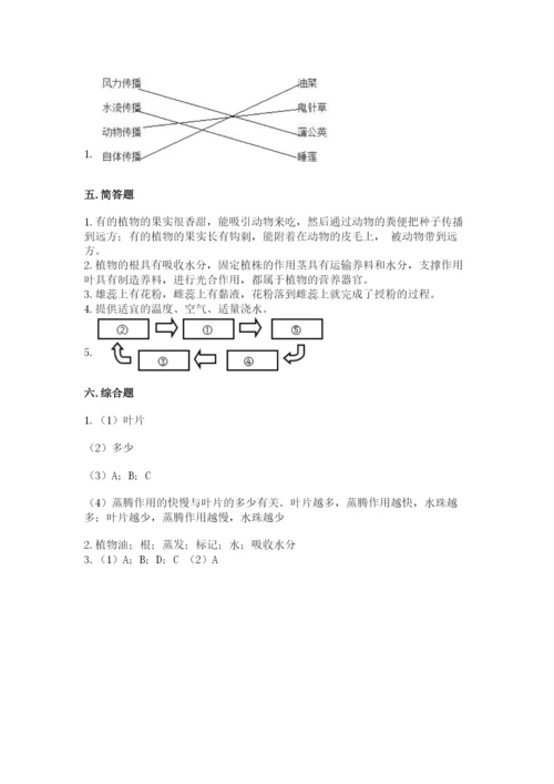 科学四年级下册第一单元植物的生长变化测试卷及参考答案1套.docx