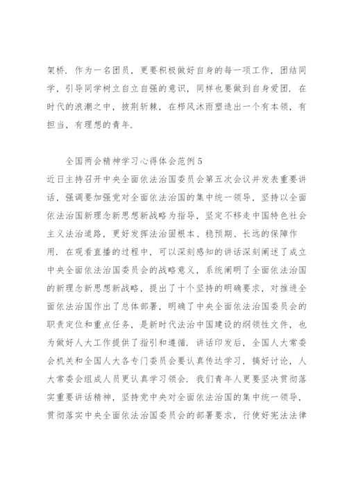 全国两会精神学习心得体会范例7篇.docx