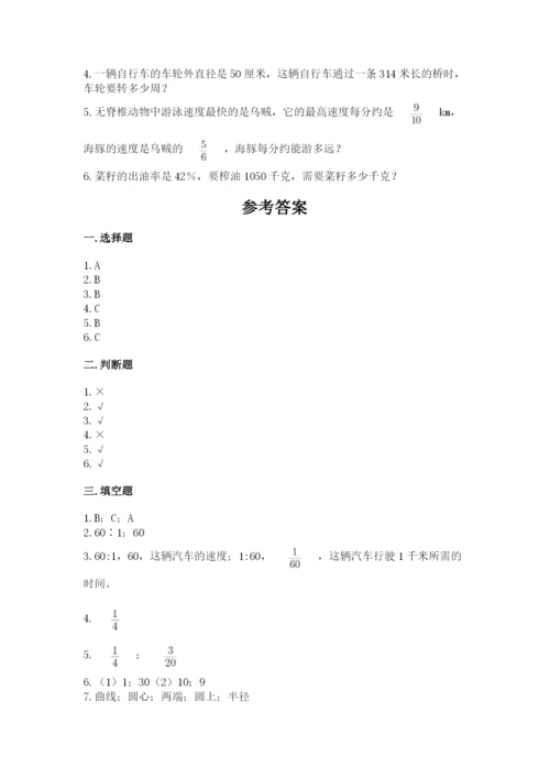 2022人教版六年级上册数学期末测试卷有完整答案.docx
