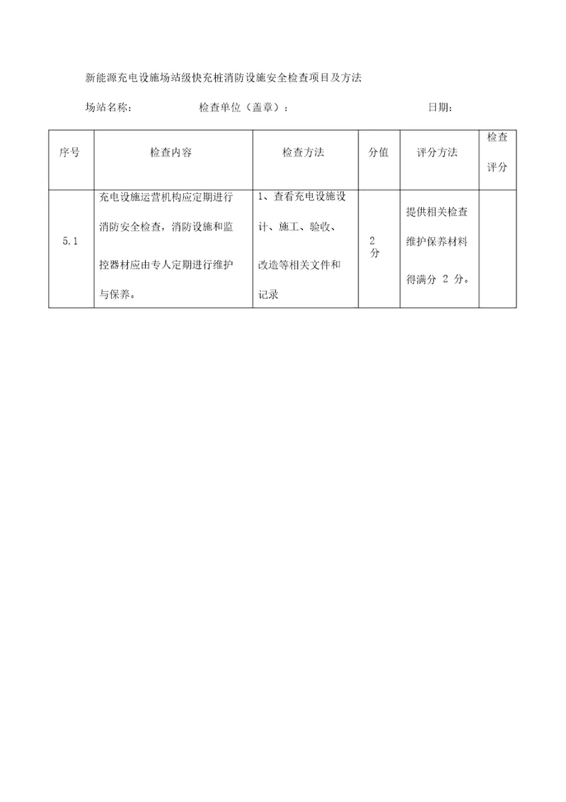 新能源充电设施场站级快充桩消防设施安全检查项目及方法