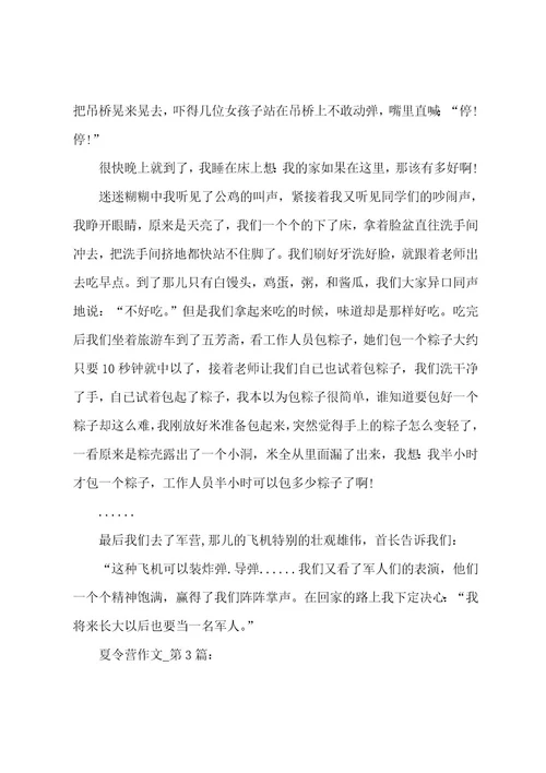 小学生参加夏令营作文400字