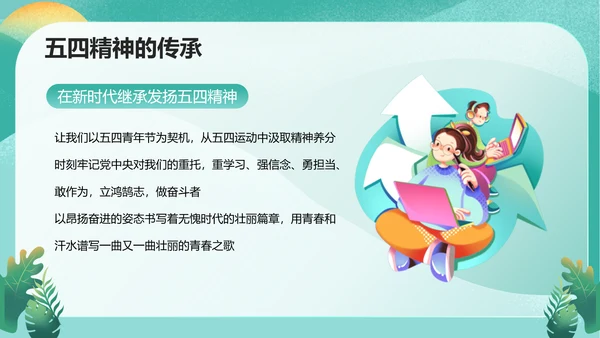 五四精神传承争做五四青年PPT模板