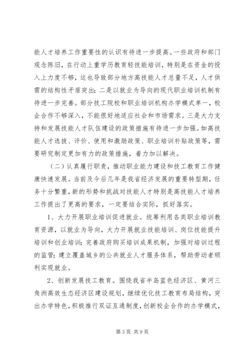 全省职业能力建设暨加快技工教育发展工作会议精神传达提纲.docx