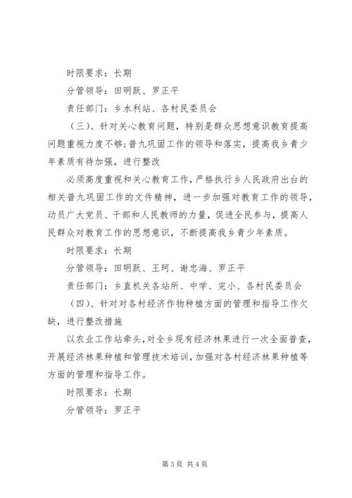 乡镇政府班子查摆问题整改措施思想汇报.docx