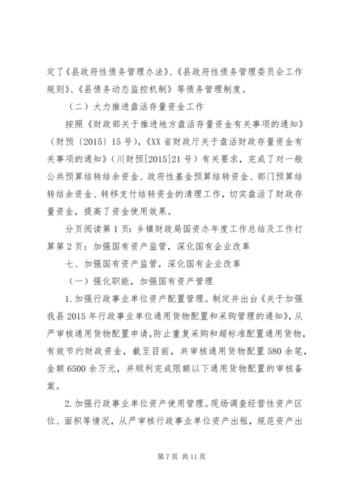 乡镇财政局国资办年度工作总结及工作打算.docx