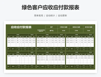 绿色客户应收应付款报表