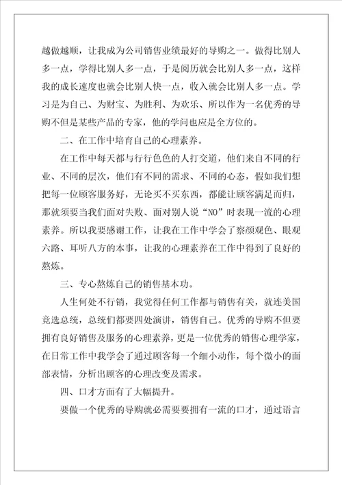 导购销售个人工作总结范文