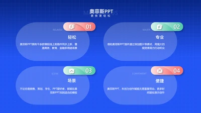 商务风蓝色并列关系4项PPT