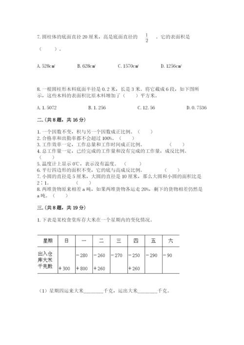 苏教版数学六年级下册试题期末模拟检测卷附答案（基础题）.docx