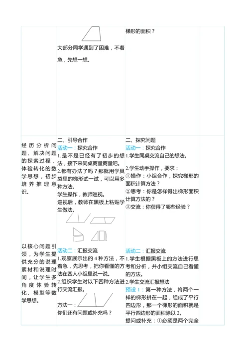（大单元整体教学）6.3梯形的面积（表格式）教学设计 人教版 五年级上册数学