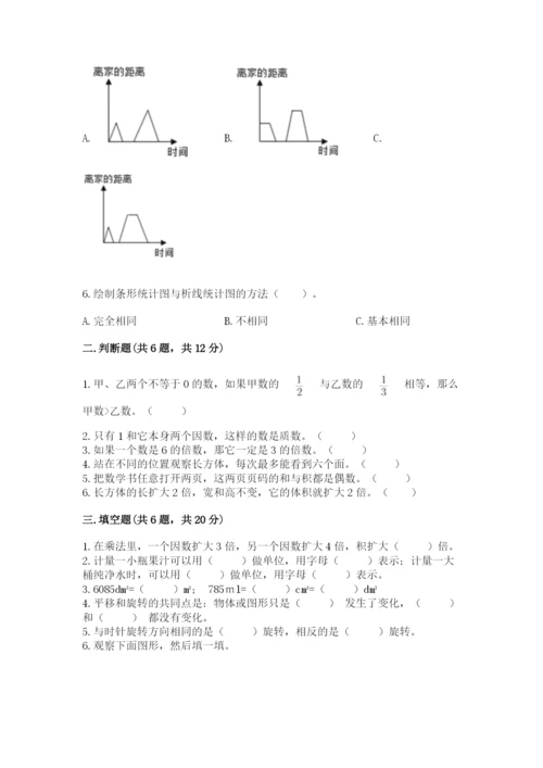 人教版小学五年级下册数学期末卷含答案【a卷】.docx