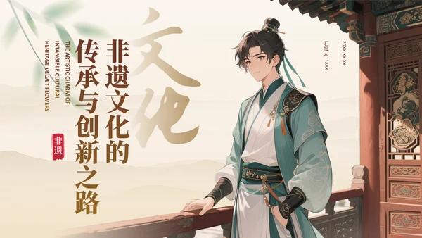 棕色中国风非遗文化的传承与创新之路PPT模板