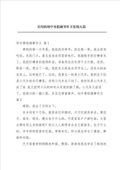 实用的初中寒假趣事作文集锦九篇