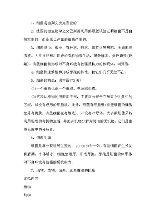 八年级上册生物知识点的归纳