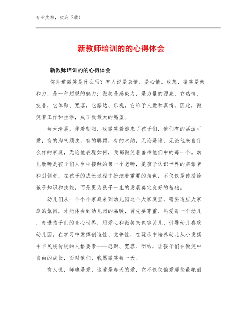 2023年新教师培训的的心得体会例文11篇.docx