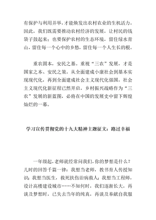 最新整理学习宣传贯彻党的十九大精神主题征文3篇