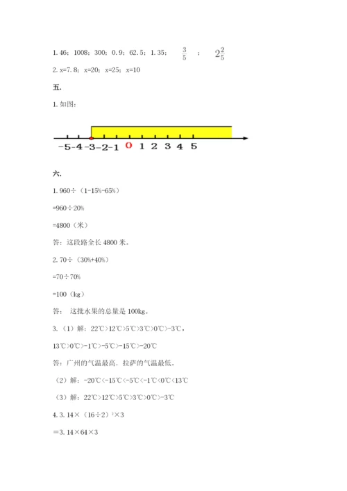 小学六年级下册数学摸底考试题及完整答案【全国通用】.docx