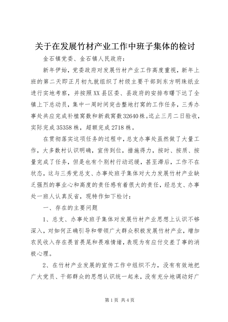 关于在发展竹材产业工作中班子集体的检讨.docx