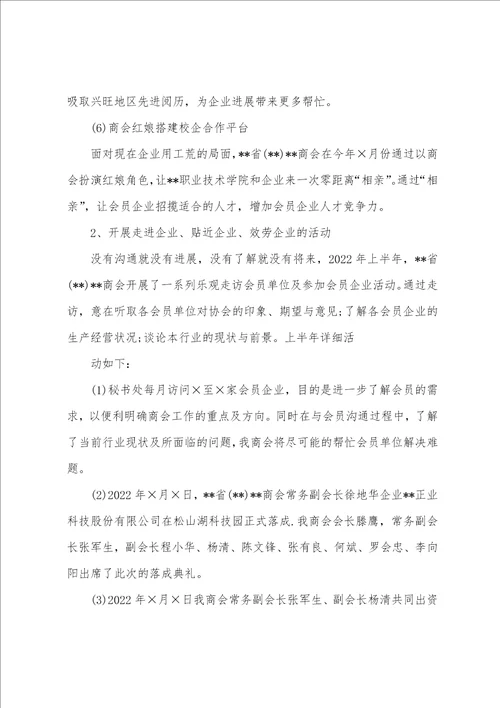 商会上半年工作总结及下半年工作计划