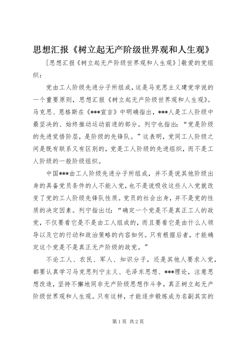 思想汇报《树立起无产阶级世界观和人生观》.docx