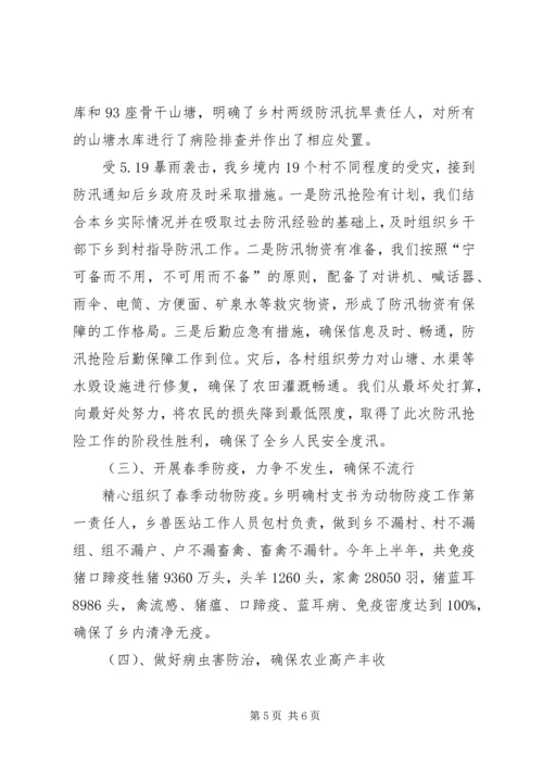 乡镇某年上半年农业农村工作总结及下半年思路.docx