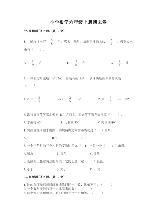 小学数学六年级上册期末卷附完整答案【易错题】.docx