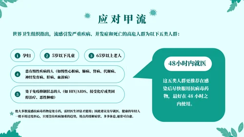 打败流感主题宣传教育通用PPT模板
