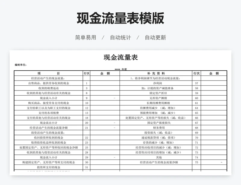 现金流量表模版