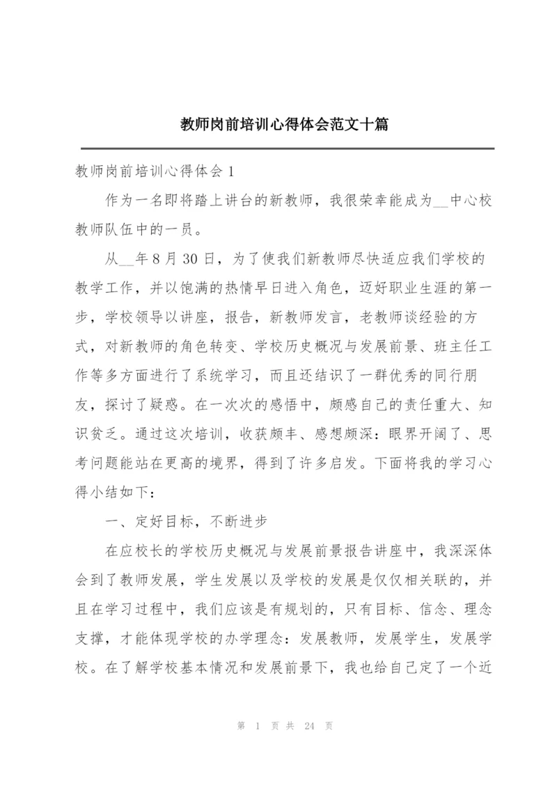 教师岗前培训心得体会范文十篇.docx