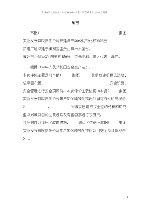 安全预评价报告书安全工程模板.docx