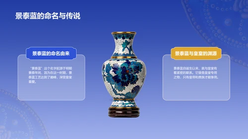 蓝色国风掐丝珐琅景泰蓝PPT模板