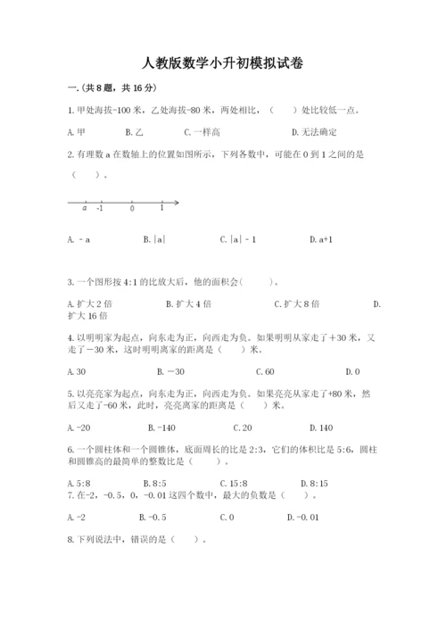 人教版数学小升初模拟试卷及参考答案【能力提升】.docx