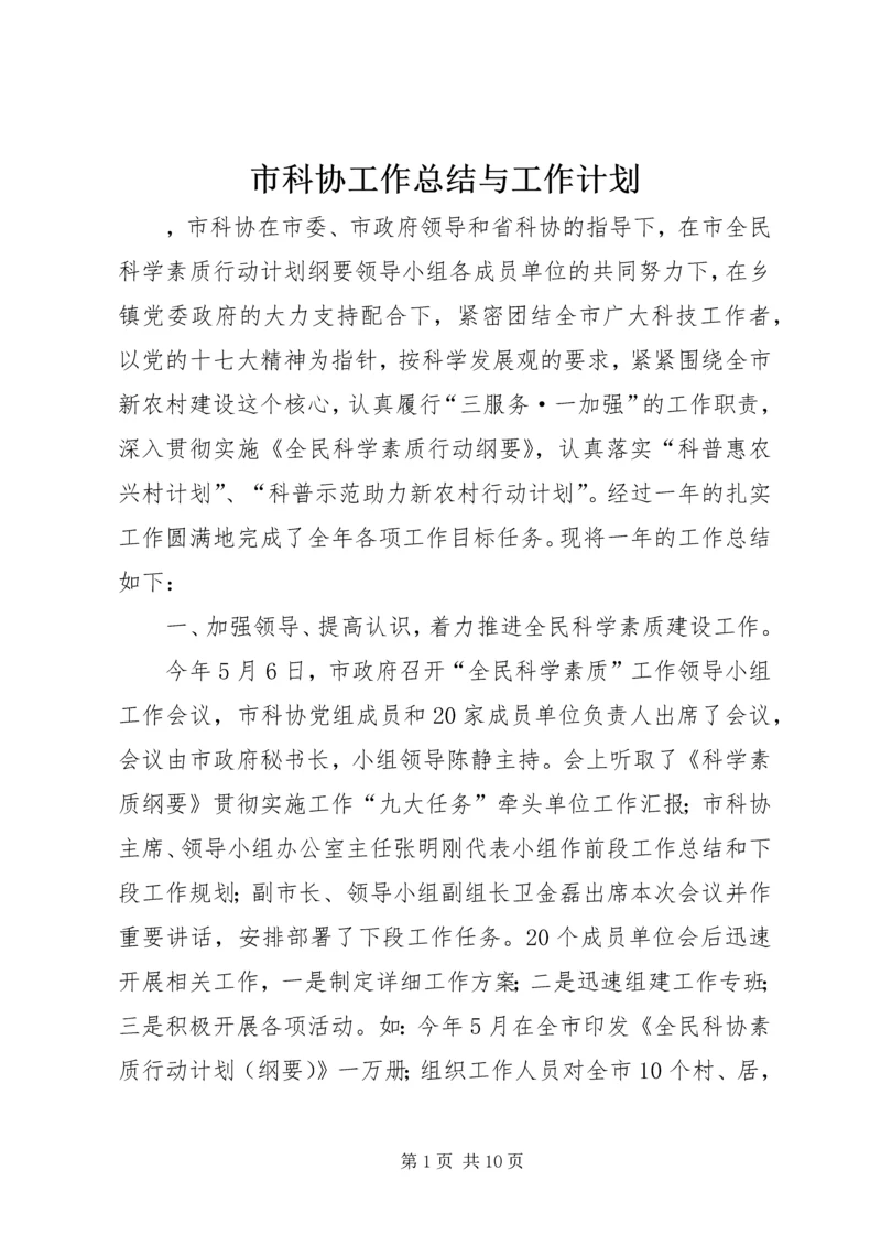 市科协工作总结与工作计划.docx